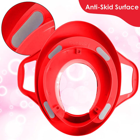Sunbaby Soft Cushion Baby Potty Seat with Handle Support (RED-WHITE)