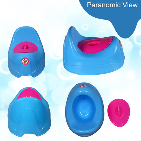 Sunbaby Potty Toilet Trainer Seat/Chair with Lid and High Back Support for Toddler Boys Girls Age 7 Months to 3 Years (BLUE-PINK)
