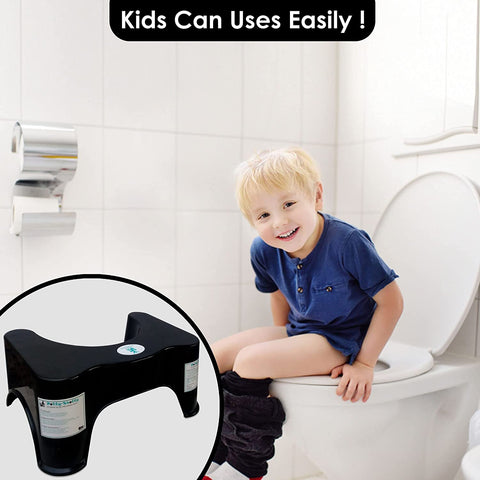 Sunbaby Squat W/Potty-Shotty Toilet Step Stool, 7" Height, Anti-Skid, Promotes Squatting Like The Indian Style, w/Angular Leg Position On Western Pot, for Kids & Adults (Black)
