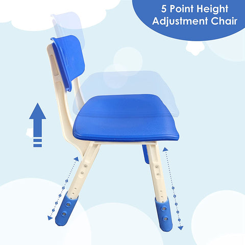 Sunbaby Kids Chair (Height Adjustable/Flexible) Strong Frame, Study Chairs, Portable, Kids Furniture Broad Wide Seating, Correct Posture Supports Back Ergonomic Design (Blue)