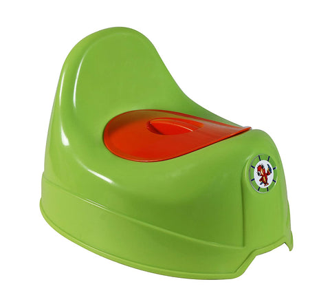 Sunbaby Potty Toilet Trainer Seat/Chair with Lid and High Back Support for Toddler Boys Girls Age 7 Months to 3 Years (GREEN-ORANGE)