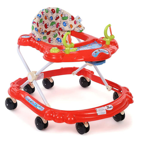 Sunbaby Baby Walker Kids Activity Rattle Toys for Babies Cycle, Adjustable Height, Thick, Safe & Comfortable Seat, Rotatable Wheel, Music Button, for Infant of 6 to 20 Months (RED)