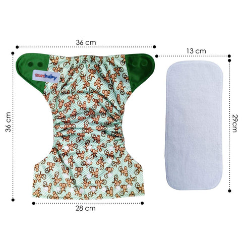 Sunbaby "TicklyBottom" Reusable Washable Waterproof Baby Cloth Diaper +1 Dryfeel highly absorbent Insert