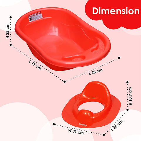 Sunbaby Bathtub with Potty Seat for Baby,Infant,Newborn, 0-2 Years or 24 Months Old Toddlers-red