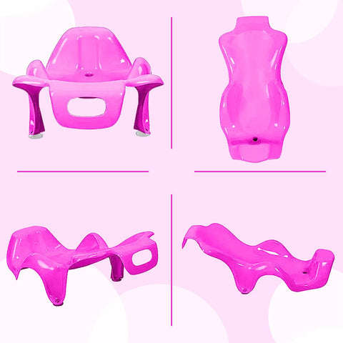 Sunbaby Anti Slip Big Plastic Bath Chair Seat Sling With Non Slip Strong Suction For Bathing With Water,baby Shower ,bubble Bath Infant Newborn, Few Months Old Toddlers (PINK)