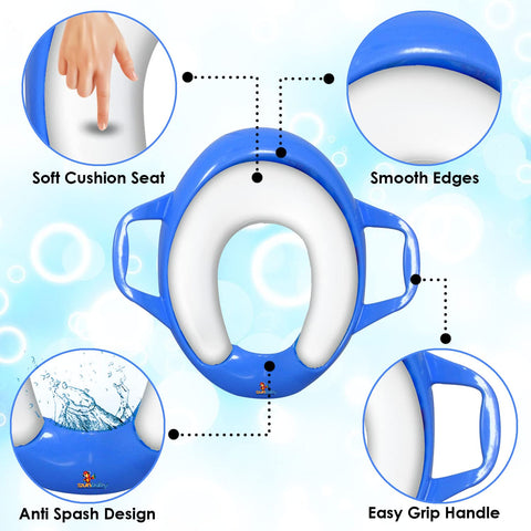 Sunbaby Soft Cushion Baby Potty Seat with Handle Support (BLUE-WHITE)