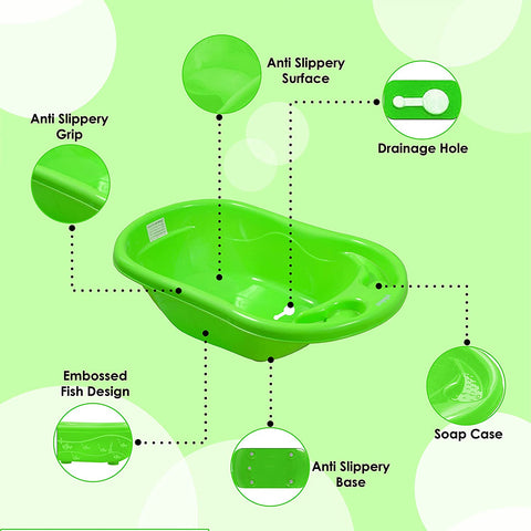 Sunbaby Bathtub With Potty Seat for Baby,infant,newborn, 0-2 Years or 24 Months Old Toddlers-green