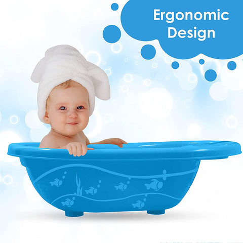 Sunbaby combo of splash baby antislip big Bathtub for water bath & baby Potty trainer with lid cover for Babies, potty chair used in toilet for potty training, kids, toddlers, infant, boys & Girls(Pack of 2) (Blue/White)