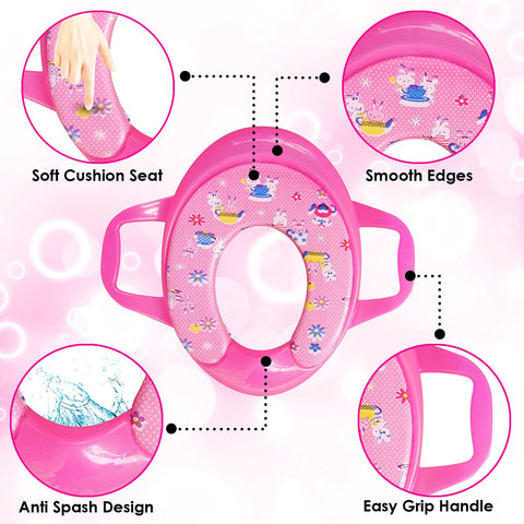Sunbaby Soft Cushion Baby Potty Seat with Handle Support (PINK-RABBIT)