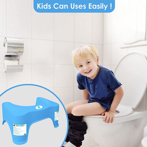 Sunbaby Squat W/Potty-Shotty Toilet Step Stool, 7" Height, Anti-Skid, Promotes Squatting Like The Indian Style, w/Angular Leg Position On Western Pot, for Kids & Adults (Blue)