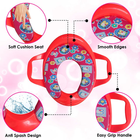 Sunbaby Soft Cushion Baby Potty Seat with Handle Support (RED-RABBIT)