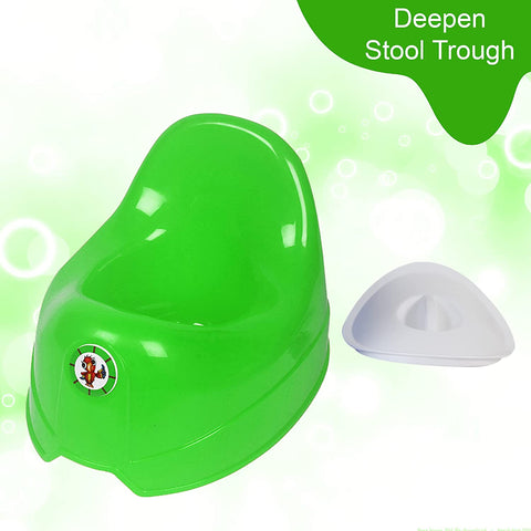 Sunbaby Potty Toilet Trainer Seat/Chair with Lid and High Back Support for Toddler Boys Girls Age 7 Months to 3 Years (GREEN-WHITE)