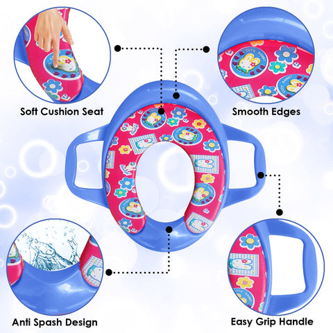 Sunbaby Soft Cushion Baby Potty Seat with Handle Support (BLUE-RED)