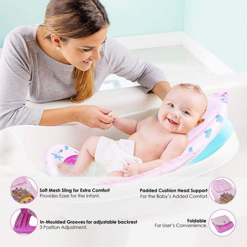Sunbaby Combo of Anti-Slip Plastic Baby Bathtub with Drain Plug & Baby Bath seat for New Born Babies for Bathing