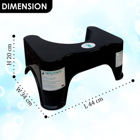 Sunbaby Squat W/Potty-Shotty Toilet Step Stool, 7" Height, Anti-Skid, Promotes Squatting Like The Indian Style, w/Angular Leg Position On Western Pot, for Kids & Adults (Black)