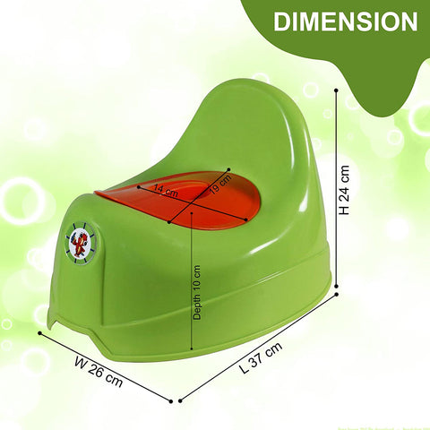 Sunbaby Potty Toilet Trainer Seat/Chair with Lid and High Back Support for Toddler Boys Girls Age 7 Months to 3 Years (GREEN-ORANGE)