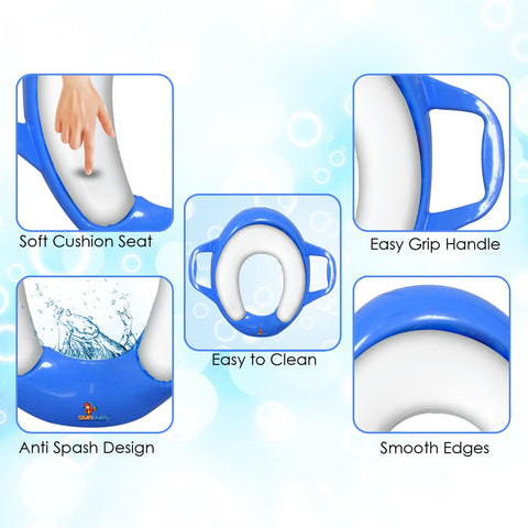 Sunbaby Soft Cushion Baby Potty Seat with Handle Support (BLUE-WHITE)