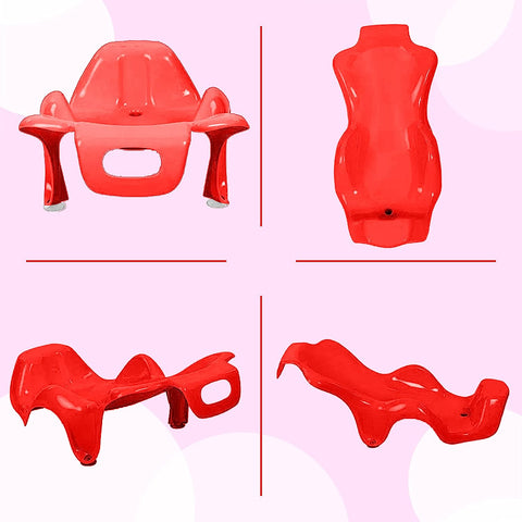 Sunbaby Anti Slip Big Plastic Bath Chair Seat Sling With Non Slip Strong Suction For Bathing With Water,baby Shower ,bubble Bath Infant Newborn, Few Months Old Toddlers (RED)