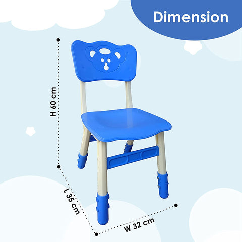 Sunbaby Kids Chair (Height Adjustable/Flexible) Strong Frame, Study Chairs, Portable, Kids Furniture Broad Wide Seating, Correct Posture Supports Back Ergonomic Design (Blue)