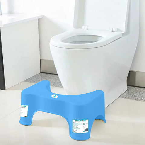 Sunbaby Squat W/Potty-Shotty Toilet Step Stool, 7" Height, Anti-Skid, Promotes Squatting Like The Indian Style, w/Angular Leg Position On Western Pot, for Kids & Adults (Blue)