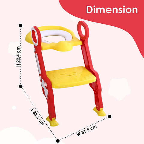 Sunbaby Foldable Potty-Trainer Seat for Toilet Potty Stand with Ladder Step Up Training Stool with Non-Slip Steps Ladder Adjustable Foldable for Boys Girls Toddlers Kid (Yellow)