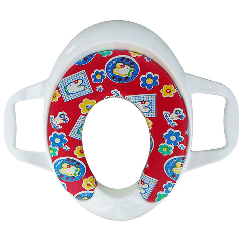 Sunbaby Soft Cushion Baby Potty Seat with Handle Support (WHITE-RED)