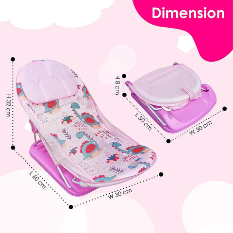 Sunbaby Baby Bath Support seat for New born babies for bathing, Inclined baby bather cum bath sling (LITTLE DINO)
