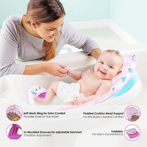 Sunbaby Baby Bath Support seat for New born babies for bathing, Inclined baby bather cum bath sling (LITTLE LIONESS)