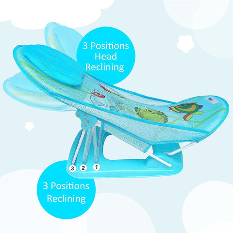 Sunbaby Baby Bath Support seat for New born babies for bathing, Inclined baby bather cum bath sling (FISH TALES)