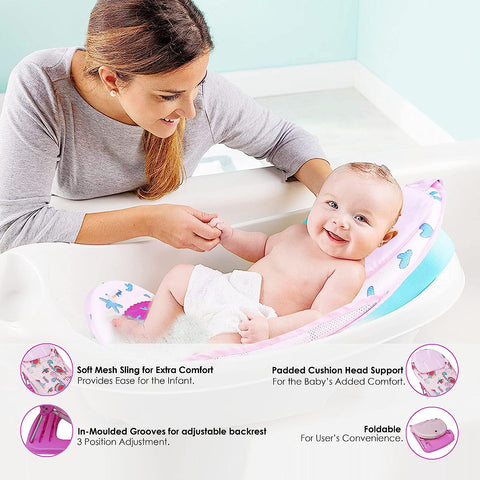 Sunbaby Baby Bath Support seat for New born babies for bathing, Inclined baby bather cum bath sling (LITTLE DINO)