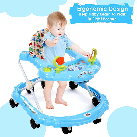 Sunbaby Baby Walker Kids Activity Rattle Toys for Babies Cycle, Adjustable Height, Thick, Safe & Comfortable Seat, Rotatable Wheel, Music Button, for Infant of 6 to 20 Months (Blue) BLUE Butterfly Walker Walker