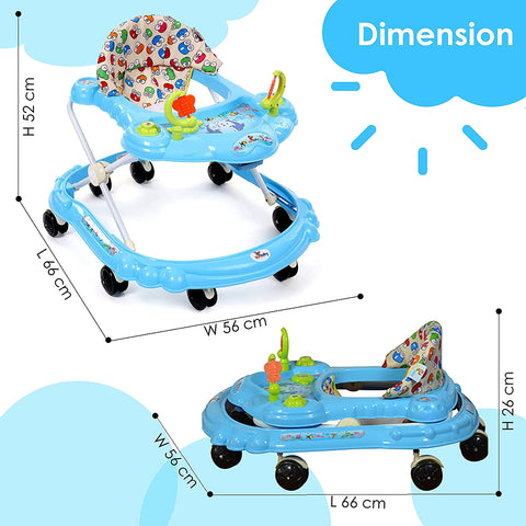 Sunbaby Baby Walker Kids Activity Rattle Toys for Babies Cycle, Adjustable Height, Thick, Safe & Comfortable Seat, Rotatable Wheel, Music Button, for Infant of 6 to 20 Months (Blue) BLUE Butterfly Walker Walker