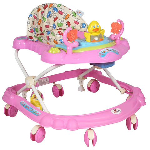 Sunbaby Baby Walker Kids Activity Rattle Toys for Babies Cycle, Adjustable Height, Thick, Safe & Comfortable Seat, Rotatable Wheel, Music Button, for Infant of 6 to 20 Months (Pink)