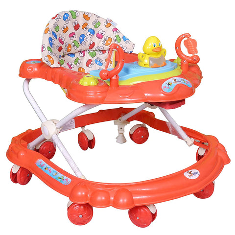 Sunbaby Baby Walker Kids Activity Rattle Toys for Babies Cycle, Adjustable Height, Thick, Safe & Comfortable Seat, Rotatable Wheel, Music Button, for Infant of 6 to 20 Months (RED)