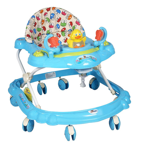 Sunbaby Baby Walker Kids Activity Rattle Toys for Babies Cycle, Adjustable Height, Thick, Safe & Comfortable Seat, Rotatable Wheel, Music Button, for Infant of 6 to 20 Months (Blue)