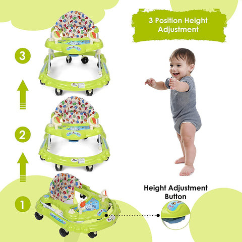 Sunbaby Baby Walker Kids Activity Rattle Toys for Babies Cycle, Adjustable Height, Thick, Safe & Comfortable Seat, Rotatable Wheel, Music Button, for Infant of 6 to 20 Months
