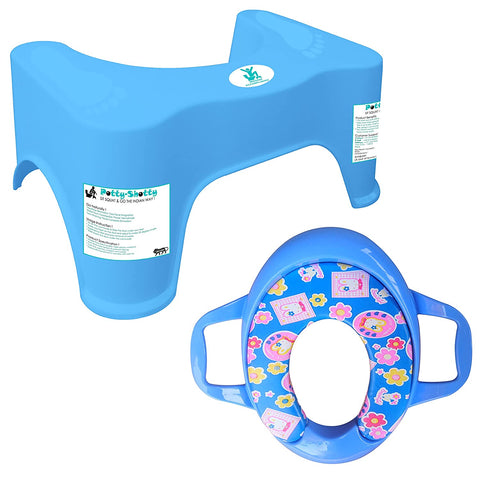 Sunbaby Squat Potty-Shotty Toilet Step Stool with Soft Cushion Baby Potty Seat (Blue)