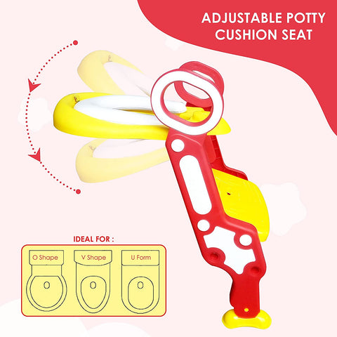 Sunbaby Foldable Potty-Trainer Seat for Toilet Potty Stand with Ladder Step Up Training Stool with Non-Slip Steps Ladder Adjustable Foldable for Boys Girls Toddlers Kid (Yellow)