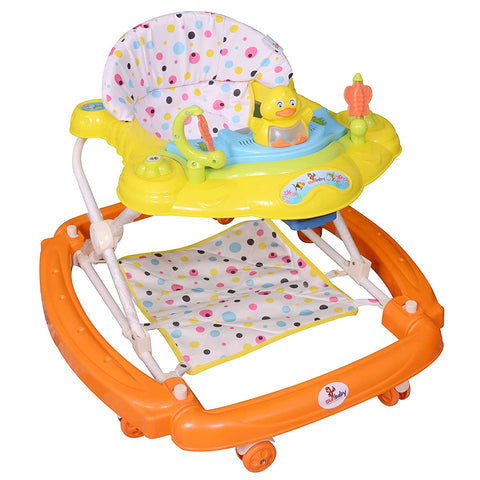 SUNBABY Musical Piano Duck Baby Rocking Walker, High Quality Safety Standard ,Height Adjustable, Light & Musical Toys, Rattles, Double Stitching Soft Cushioned Seat , Age 6-24 Months. (Yellow-Orange) YELLOW-ORANGE Rocking Walker Walker