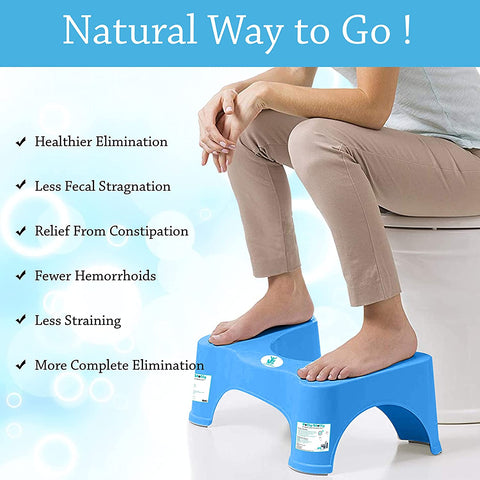 Sunbaby Squat W/Potty-Shotty Toilet Step Stool, 7" Height, Anti-Skid, Promotes Squatting Like The Indian Style, w/Angular Leg Position On Western Pot, for Kids & Adults (Blue)