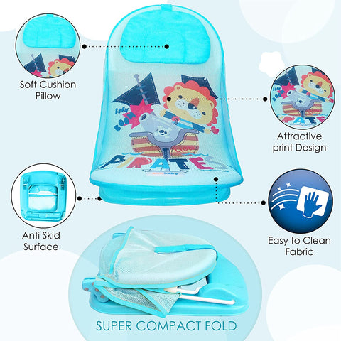 Sunbaby Baby Bath Support seat for New Born Babies for Bathing, Inclined Baby Bather Cum Bath Sling (Little Pirates)