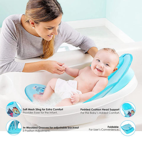 Sunbaby Baby Bath Support seat for New Born Babies for Bathing, Inclined Baby Bather Cum Bath Sling (Little Pirates)