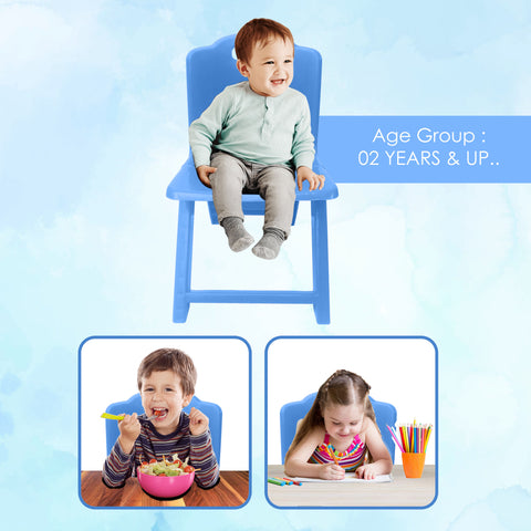 Sunbaby Foldable Baby Chair,Strong and Durable Plastic Chair for Kids/Plastic School Study Chair/Feeding Chair for Kids,Portable High Chair Weight Capacity 40 Kg (Blue)