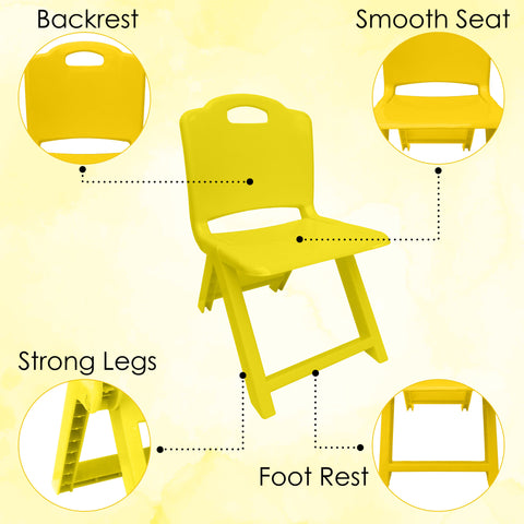 Sunbaby Foldable Baby Chair,Strong and Durable Plastic Chair for Kids/Plastic School Study Chair/Feeding Chair for Kids,Portable High Chair Weight Capacity 40 Kg (Yellow)