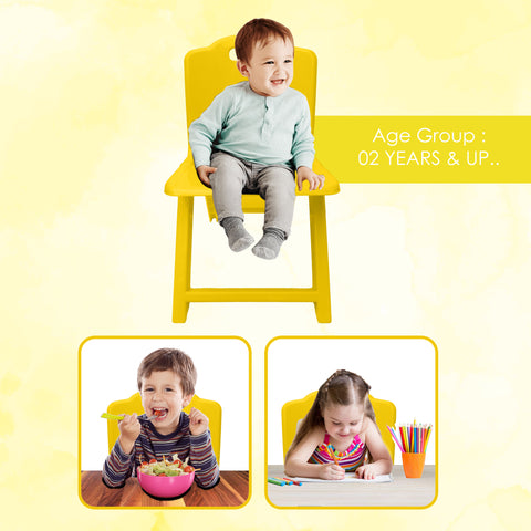 Sunbaby Foldable Baby Chair,Strong and Durable Plastic Chair for Kids/Plastic School Study Chair/Feeding Chair for Kids,Portable High Chair Weight Capacity 40 Kg (Yellow)