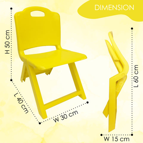 Sunbaby Foldable Baby Chair,Strong and Durable Plastic Chair for Kids/Plastic School Study Chair/Feeding Chair for Kids,Portable High Chair Weight Capacity 40 Kg (Yellow)