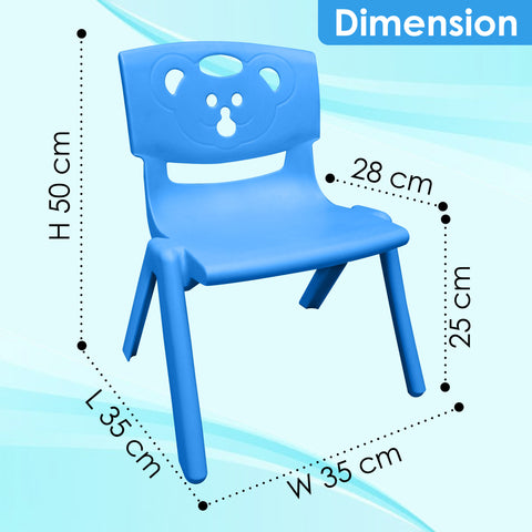 Sunbaby Magic Bear Face Chair Strong & Durable Plastic Best for School Study, Portable Activity Chair for Children,Kids,Baby (Weight Handles Upto 100 Kg Each) Blue