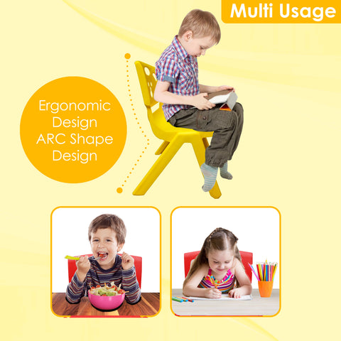 Sunbaby Magic Bear Face Chair Strong & Durable Plastic Best for School Study, Portable Activity Chair for Children,Kids,Baby (Weight Handles Upto 100 Kg Each)-Combo of 2 Yellow/Green