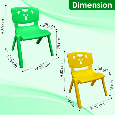 Sunbaby Magic Bear Face Chair Strong & Durable Plastic Best for School Study, Portable Activity Chair for Children,Kids,Baby (Weight Handles Upto 100 Kg Each)-Combo of 2 Yellow/Green