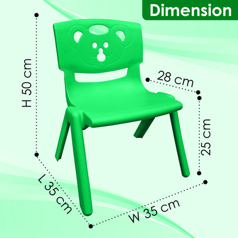 Sunbaby Magic Bear Face Chair Strong & Durable Plastic Best for School Study, Portable Activity Chair for Children,Kids,Baby (Weight Handles Upto 100 Kg Each) Green